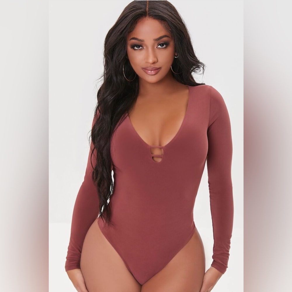 NWOT Forever 21 Light Brown Long-Sleeve Bodysuit